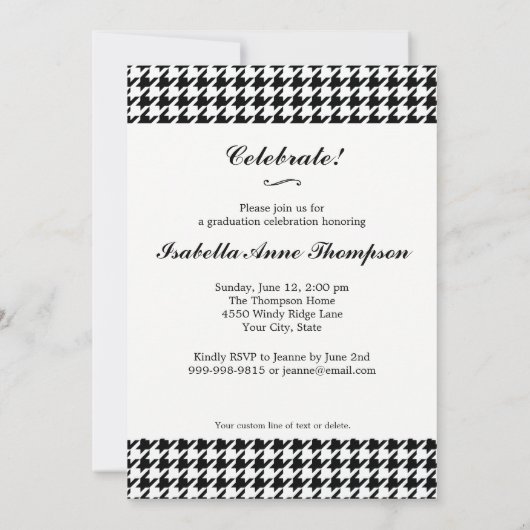トレンディー千鳥格子の卒業写真クラス20XX 招待状 (裏面)