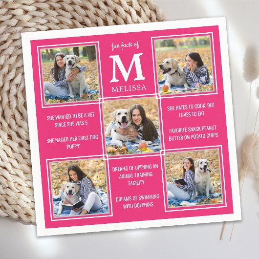 トレンディー卒業おもしろいファクト写真コラージュナプキンス スタンダードカクテルナプキン