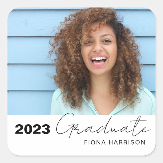 トレンディー卒業お祝い写真 スクエアシール (正面)