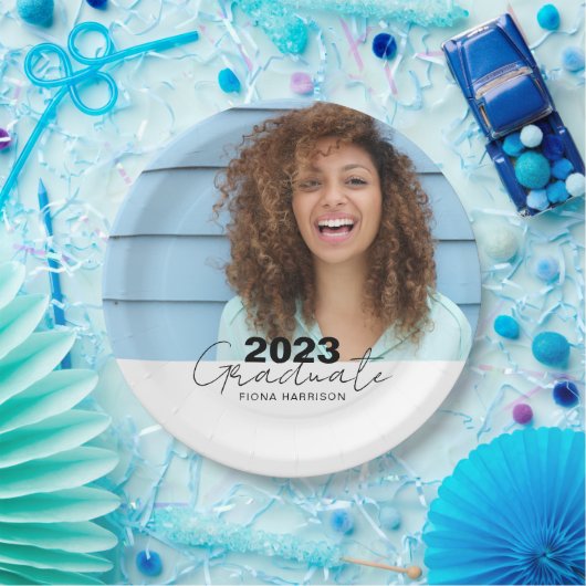 トレンディー卒業お祝い写真 ペーパープレート (パーティー)