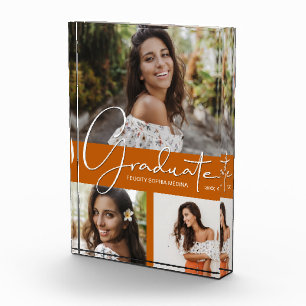 トレンディー卒業コラージュ焼きオレンジ フォトブロック