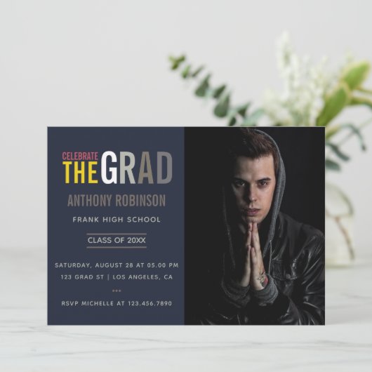 トレンディー卒業パーティー招待状写真 招待状 (スタンド正面)