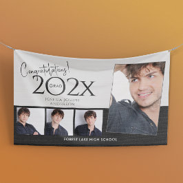 トレンディー卒業写真コラージュブラック 横断幕