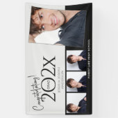 トレンディー卒業写真コラージュブラック 横断幕 (縦)