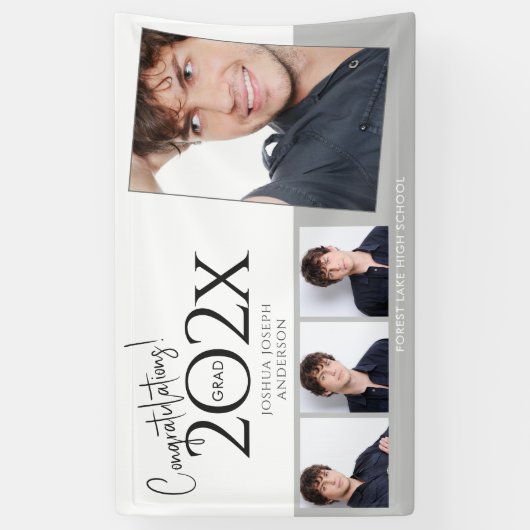 トレンディー卒業写真コラージュ 横断幕 (縦)