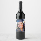 トレンディー卒業写真パーソナライズされたパーティー ワインラベル (正面)