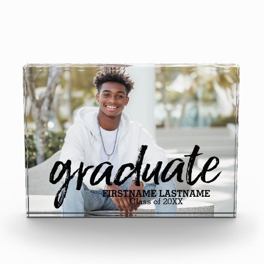 トレンディー卒業写真ブラシ付きレタリング フォトブロック (正面)