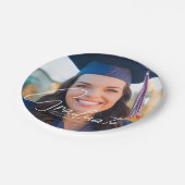 トレンディー卒業写真ホワイトスクリプトパーティー ペーパープレート (アングル)