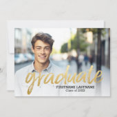 トレンディー卒業発表4枚の写真金ゴールド 招待状 (正面)