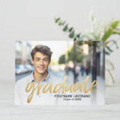 トレンディー卒業発表4枚の写真金ゴールド 招待状 (スタンド正面)