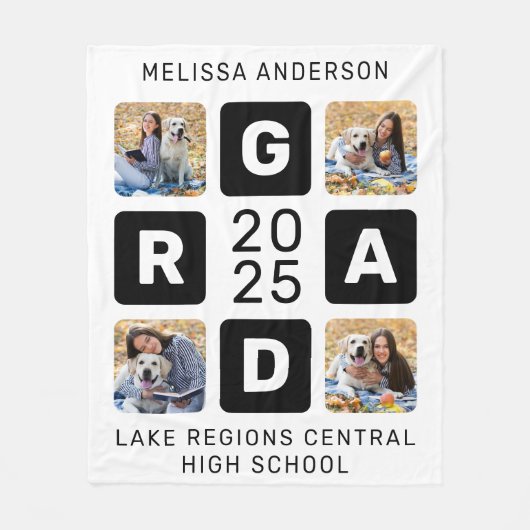 トレンディー卒業記念写真ユニーク校 フリースブランケット (正面)