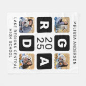 トレンディー卒業記念写真ユニーク校 フリースブランケット (正面(横))