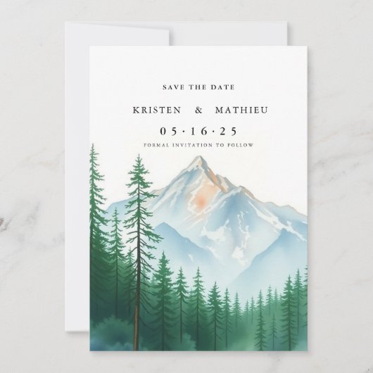 トレンディー印刷可能山 セーブザデート (正面)