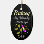 トレンディー及びシックパーソナライズされた美容師 セラミックオーナメント (左)