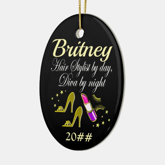 トレンディー及びシックパーソナライズされた美容師 セラミックオーナメント (左)