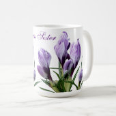 トレンディー双子の姉妹ジェミニ紫クロッカスフローラ コーヒーマグカップ (正面右)