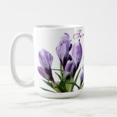 トレンディー双子の姉妹ジェミニ紫クロッカスフローラ コーヒーマグカップ (左)