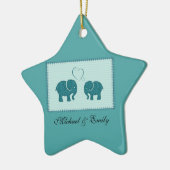 トレンディー可愛いロマンチックな象の愛のパッチワーク セラミックオーナメント (左)