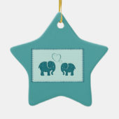 トレンディー可愛いロマンチックな象の愛のパッチワーク セラミックオーナメント (裏面)