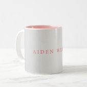 トレンディー名スタイリッシュミニマリストシルバーグレーピンク ツートーンマグカップ (正面左)