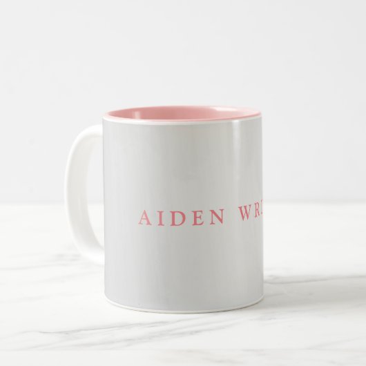 トレンディー名スタイリッシュミニマリストシルバーグレーピンク ツートーンマグカップ (正面左)