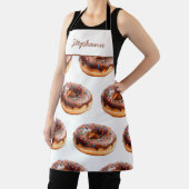 トレンディー名パーソナライズされた水色ドーナツパターン エプロン (インサイチュ)