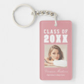 トレンディー名ピンク赤面大学院写真クラス キーホルダー (正面)