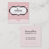 トレンディー名刺シックブティックピンクストライプ スクエア名刺 (正面/裏面)