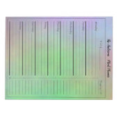 トレンディー名前をカスタムするミールプランナーオンレインボーカラー ノートパッド (正面)