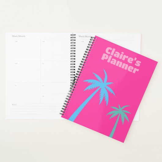 トレンディー名門私立校風のピンクパームツリー プランナー手帳 (ディスプレー)
