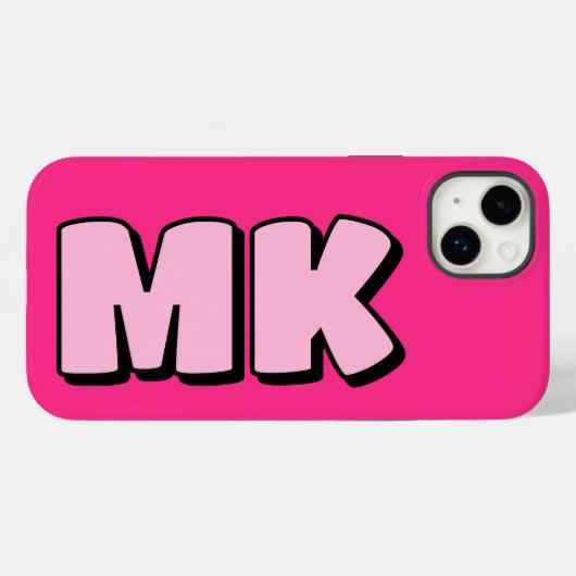 トレンディー名門私立校風のピンクレトロモノグラム Case-Mate iPhoneケース (裏面 (横))