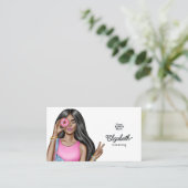 トレンディー図解入りの、写真付きのホットピンクプロフェッショナル 名刺 (スタンド正面)