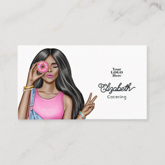 トレンディー図解入りの、写真付きのホットピンクプロフェッショナル 名刺 (正面)