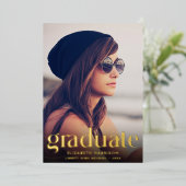 トレンディー型写真卒業 箔招待状 (立ち正面)