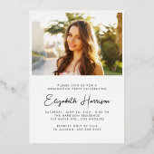 トレンディー型写真卒業 箔招待状 (裏面)