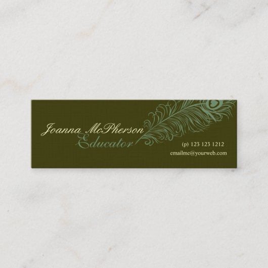 トレンディー型手エレガントスケッチピーコックフェザー スキニー名刺 (正面)