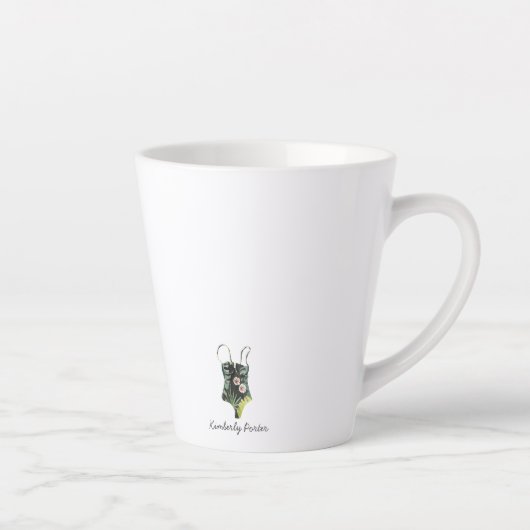 トレンディー夏のお気に入り |水彩イラストレーション カフェラテマグ (右)