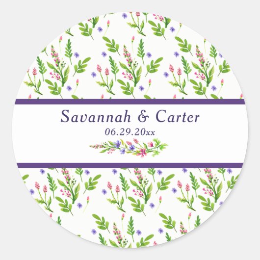 トレンディー夏の花結婚のシール ラウンドシール (正面)