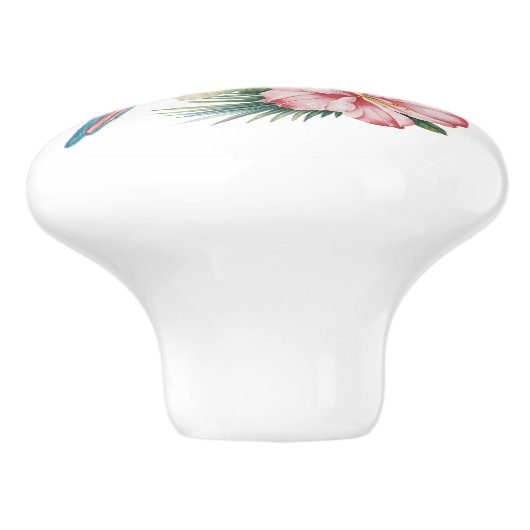 トレンディー夏ビーチオウムとハイビスカスフラワー セラミックノブ (側面)