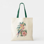 トレンディー夏ビーチオウムとハイビスカスフラワー トートバッグ (裏面)