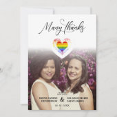 トレンディー多感謝してい数LGBTレインボープライドハート写真 サンキューカード (正面)