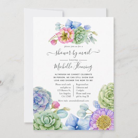トレンディー多汁フローラベビーシャワーbyメール 招待状 (正面)