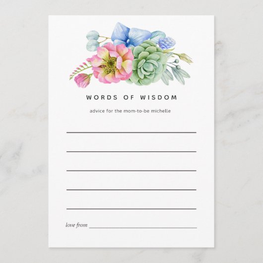 トレンディー多糖フローラブライダルシャワーアドバイス アドバイスカード (正面)