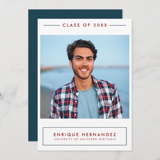 トレンディー大学院写真卒業パーティー発表 招待状 (正面/裏面)