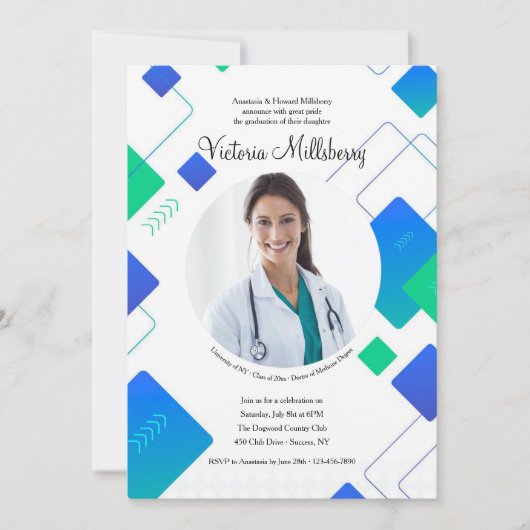 トレンディー大学院写真招待状 招待状 (正面)