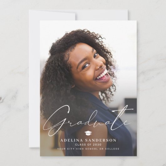 トレンディー大学院生の台本2写真シンプル卒業 案内状 (正面)