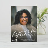 トレンディー大学院生スクリプト写真卒業 案内状 (スタンド正面)