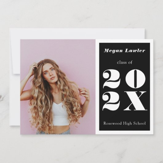 トレンディー大学院発表写真白黒 招待状 (正面)