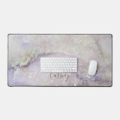 トレンディー大理石およびグリッターパタモノグラムのーン デスクマット (キーボード&マウス)