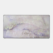 トレンディー大理石およびグリッターパタモノグラムのーン デスクマット (正面)